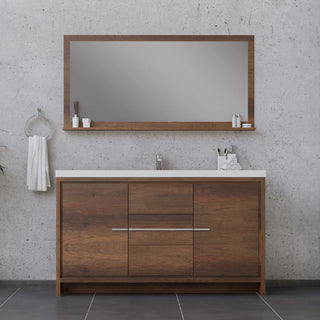 Alya Bath Sortino 60" Single Modern Bathroom Vanity, Rosewood AB-MD660S-RW