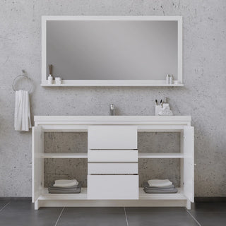 Alya Bath Sortino 60" Single Modern Bathroom Vanity, White AB-MD660S-W