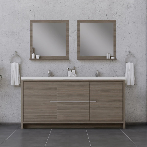 Alya Bath Sortino 72" Double Modern Bathroom Vanity, Gray AB-MD672-G