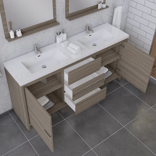 Alya Bath Sortino 72" Double Modern Bathroom Vanity, Gray AB-MD672-G