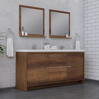 Alya Bath Sortino 72" Double Modern Bathroom Vanity, Rosewood AB-MD672-RW