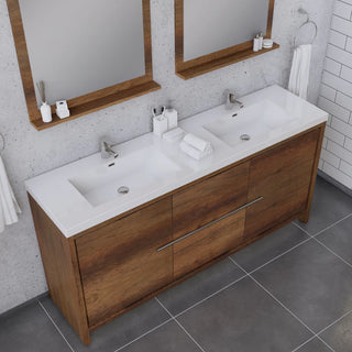 Alya Bath Sortino 72" Double Modern Bathroom Vanity, Rosewood AB-MD672-RW