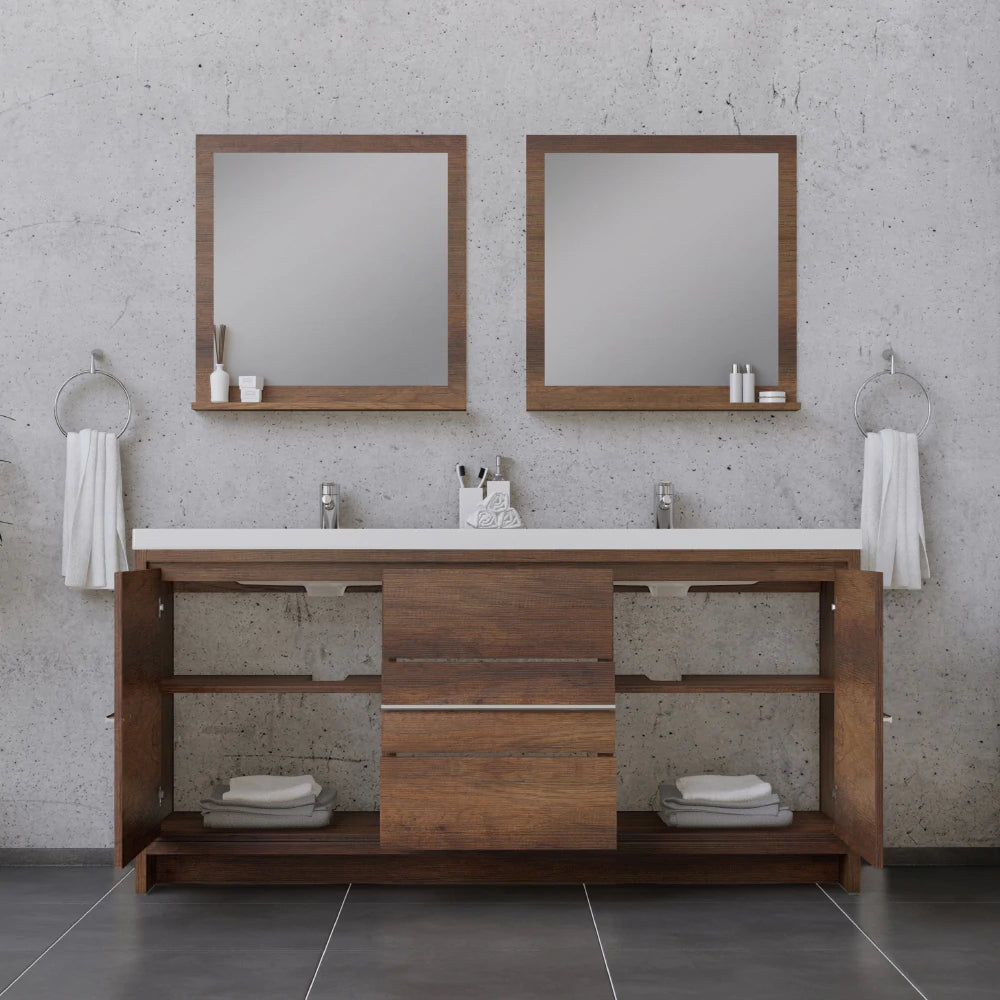 Alya Bath Sortino 84 Modern Bathroom Vanity, Rosewood