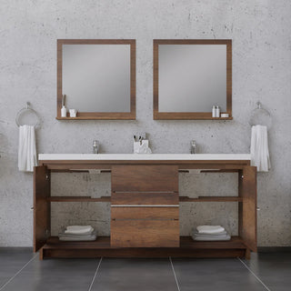 Alya Bath Sortino 72" Double Modern Bathroom Vanity, Rosewood AB-MD672-RW