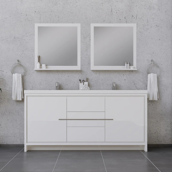 Alya Bath Sortino 72" Double Modern Bathroom Vanity, White AB-MD672-W