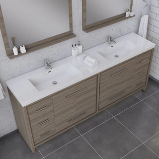 Alya Bath Sortino 84" Double Modern Bathroom Vanity, Gray AB-MD684-G