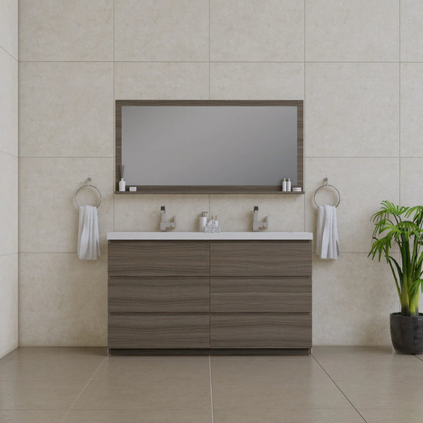 Alya Bath Paterno 60" Double Modern Freestanding Bathroom Vanity, Gray AB-MOA60D-WB