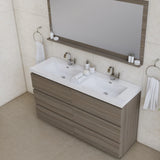Alya Bath Paterno 60" Double Modern Freestanding Bathroom Vanity, Gray AB-MOA60D-WB