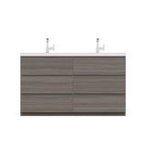 Alya Bath Paterno 60" Double Modern Freestanding Bathroom Vanity, Gray AB-MOA60D-WB
