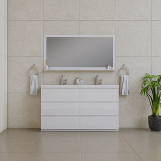 Alya Bath Paterno 60" Modern Freestanding Double Bathroom Vanity, White AB-MOA60D-W