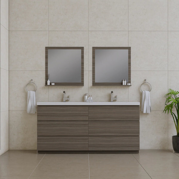 Alya Bath Paterno 72" Double Modern Freestanding Bathroom Vanity, Gray AB-MOA72D-G