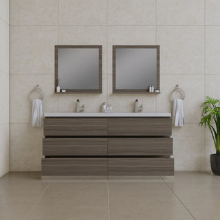 Alya Bath Paterno 72" Double Modern Freestanding Bathroom Vanity, Gray AB-MOA72D-G