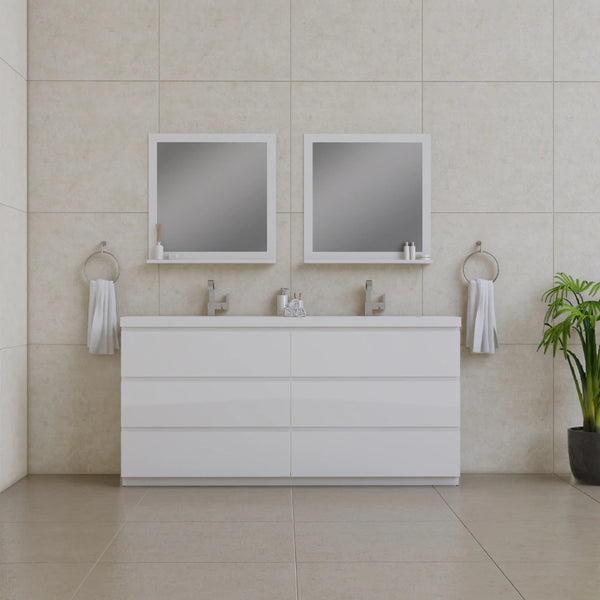 Alya Bath Paterno 72" Double Modern Freestanding Bathroom Vanity, White AB-MOA72D-W