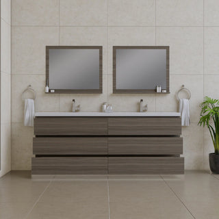 Alya Bath Paterno 84" Double Modern Freestanding Bathroom Vanity, Gray AB-MOA84D-G