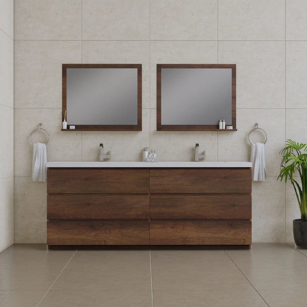 Alya Bath Paterno 84" Double Modern Freestanding Bathroom Vanity, Rosewood AB-MOA84D-RW
