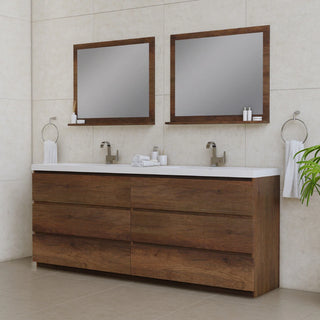 Alya Bath Paterno 84" Double Modern Freestanding Bathroom Vanity, Rosewood AB-MOA84D-RW