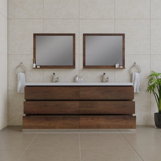 Alya Bath Paterno 84" Double Modern Freestanding Bathroom Vanity, Rosewood AB-MOA84D-RW