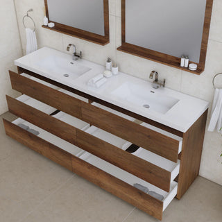 Alya Bath Paterno 84" Double Modern Freestanding Bathroom Vanity, Rosewood AB-MOA84D-RW