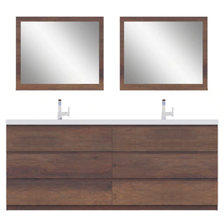 Alya Bath Paterno 84" Double Modern Freestanding Bathroom Vanity, Rosewood AB-MOA84D-RW