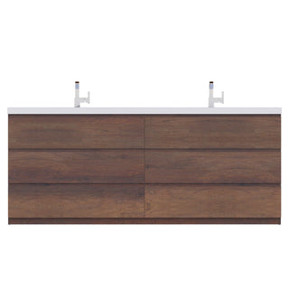 Alya Bath Paterno 84" Double Modern Freestanding Bathroom Vanity, Rosewood AB-MOA84D-RW