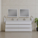 Alya Bath Paterno 84" Double Modern Freestanding Bathroom Vanity, White AB-MOA84D-W