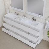 Alya Bath Paterno 84" Double Modern Freestanding Bathroom Vanity, White AB-MOA84D-W