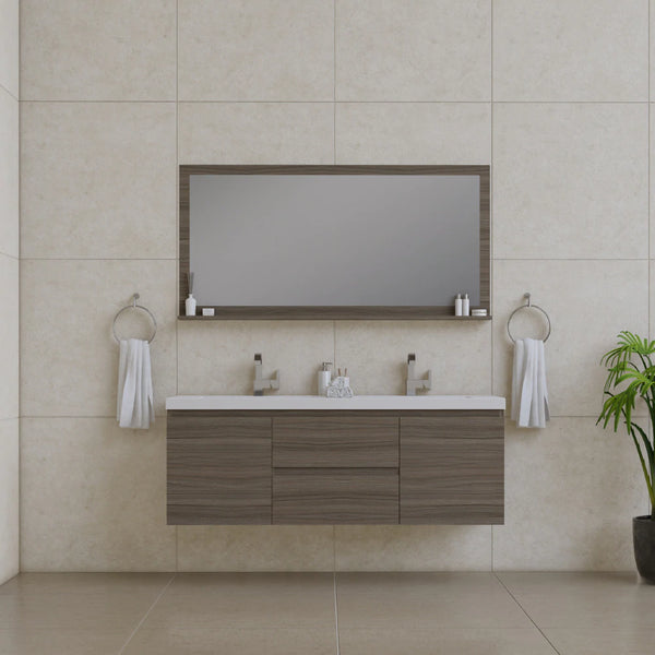 Alya Bath Paterno 60" Modern Wall Mounted Bathroom Vanity, Gray AB-MOF60D-WB