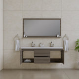 Alya Bath Paterno 60" Modern Wall Mounted Bathroom Vanity, Gray AB-MOF60D-WB