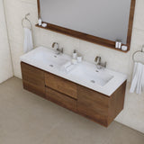 Alya Bath Paterno 60" Double Modern Wall Mounted Bathroom Vanity, Rosewood AB-MOF60D-RW