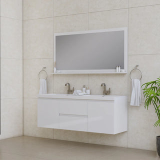 Alya Bath Paterno 60" Double Modern Wall Mounted Bathroom Vanity, White AB-MOF60D-GW