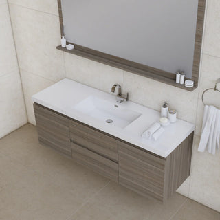 Alya Bath Paterno 60" Single Modern Wall Mounted Bathroom Vanity, Gray AB-MOF60S-WB