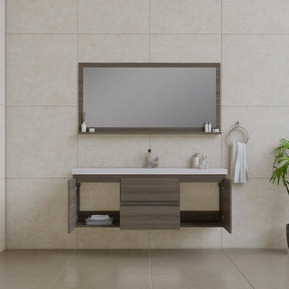 Alya Bath Paterno 60" Single Modern Wall Mounted Bathroom Vanity, Gray AB-MOF60S-WB