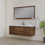 Alya Bath Paterno 60" Single Modern Wall Mounted Bathroom Vanity, Rosewood AB-MOF60S-RW