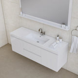 Alya Bath Paterno 60" Single Modern Wall Mounted Bathroom Vanity, White AB-MOF60S-GW