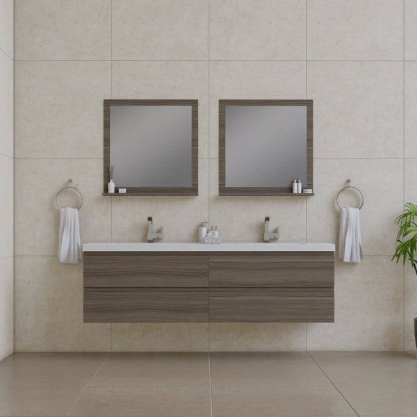 Alya Bath Paterno 72" Modern Wall Mounted Bathroom Vanity, Gray AB-MOF72D-G