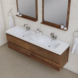 Alya Bath Paterno 72" Modern Wall Mounted Bathroom Vanity, Rosewood AB-MOF72D-RW