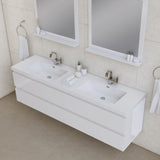 Alya Bath Paterno 72" Modern Wall Mounted Bathroom Vanity, White AB-MOF72D-W