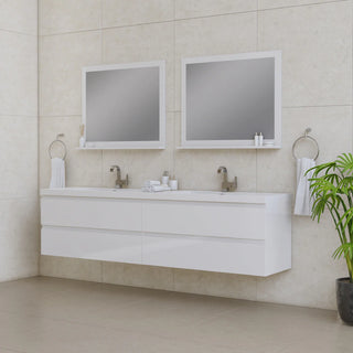 Alya Bath Paterno 84" Modern Wall Mounted Bathroom Vanity, White AB-MOF84D-W