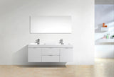 KubeBath Bliss 60” Double Sink Wall Mount Modern Vanity BSL60D