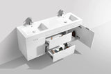 KubeBath Bliss 60” Double Sink Wall Mount Modern Vanity BSL60D