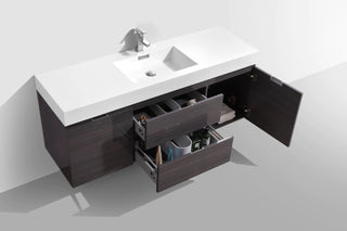 KubeBath Bliss 60” Single Sink Wall Mount Modern Vanity BSL60S
