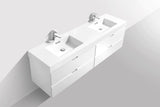 KubeBath Bliss 80” Double Sink Wall Mount Modern Vanity BSL80D