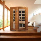 Golden Designs Dynamic Heming Elite 2-person Corner Ultra Low EMF (Under 3MG) FAR Infrared Sauna w/ Hemlock | DYN-6225-02 Elite