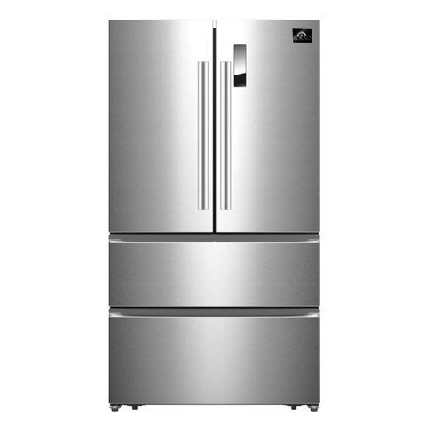 Forno Bovino - 33inch Counter Depth 19 Cu.Ft. French Door No Frost Refrigerator Stainless Steel FFFFD1907-33SB