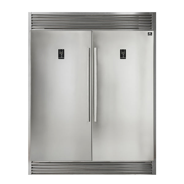 Forno Rizzuto - Refrigerator and Freezer (two in one) 60" Wide with 27.6 cu.ft.  Total Storage  w/ decorative grill allowing ventilation FFFFD1933-60S