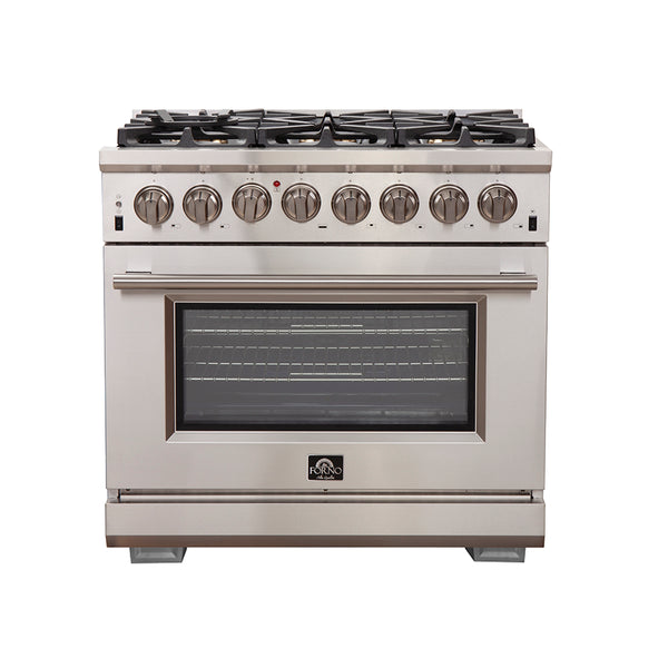 Forno Capriasca - Titanium Professional 36" Freestanding Dual Fuel Electric 240V Oven Range FFSGS6187-36