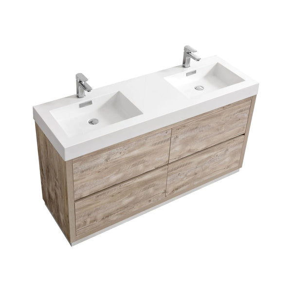 KubeBath Bliss 60" Double Sink Free Standing Modern Vanity FMB60D