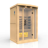 GOLDEN DESIGNS 2-PERSON FULL SPECTRUM PURETECH™ NEAR ZERO EMF FAR INFRARED SAUNA WITH HIMALAYAN SALT BAR (CANADIAN HEMLOCK) GDI-8020-02