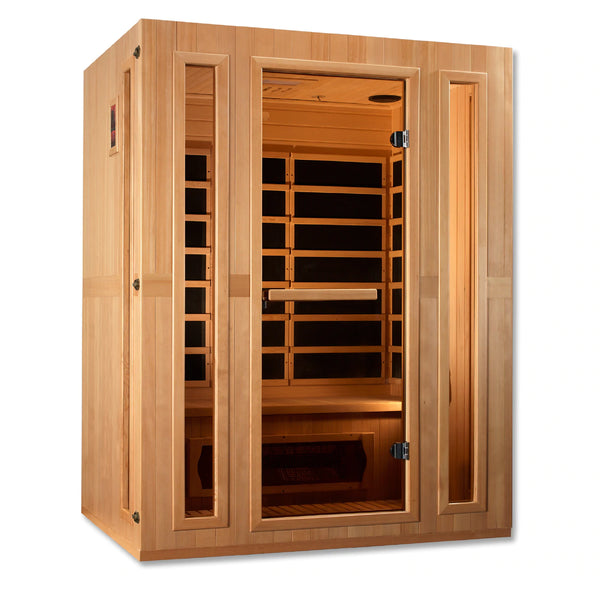 Golden Designs Maxxus 3-Person Corner Low EMF (Under 8MG) FAR Infrared Sauna w/ Hemlock | MX-LS3-01