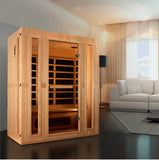 Golden Designs Maxxus 3-Person Corner Low EMF (Under 8MG) FAR Infrared Sauna w/ Hemlock | MX-LS3-01